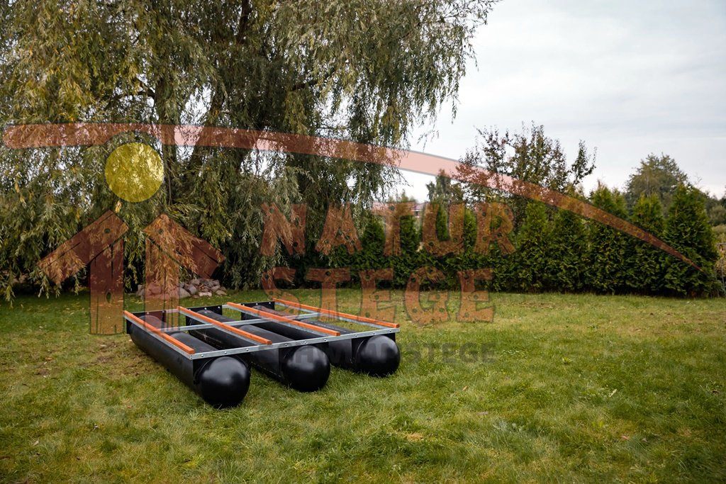 C.01.3  Schwimmsteg Modul 3m x 2m mit Holzlatten und runde Endungen